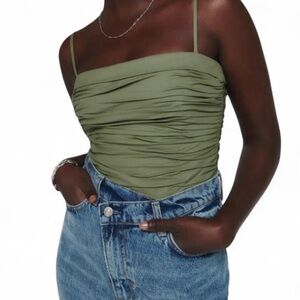 Olive Green Ruched Top